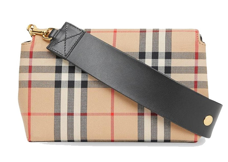 Burberry Small Vintage Check and Leather Crossbody Bag Archive Beige/Black