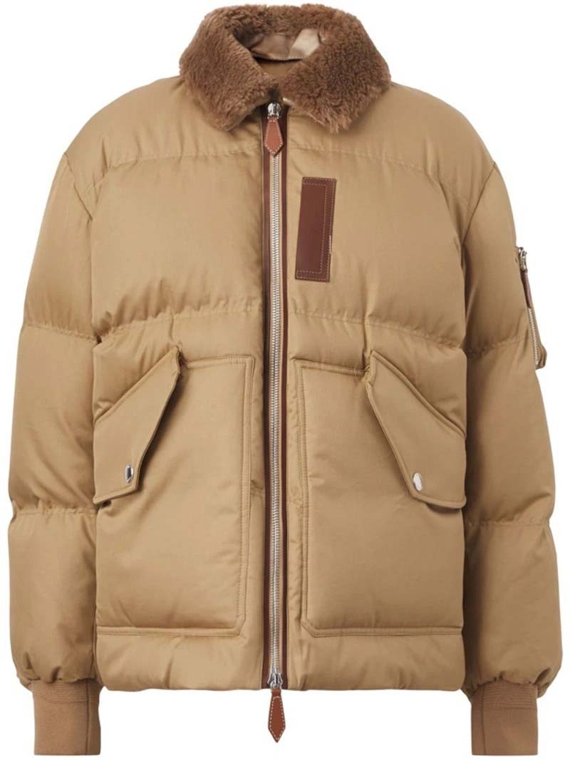 Burberry Stanley Down-Filled Bomber Jacket Toasted Walnut