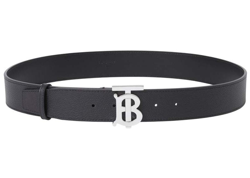 Burberry TB Buckle Belt Pebbled Calfskin Black