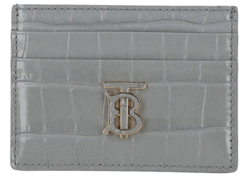 Burberry TB Croc-Embossed Card Holder Grey