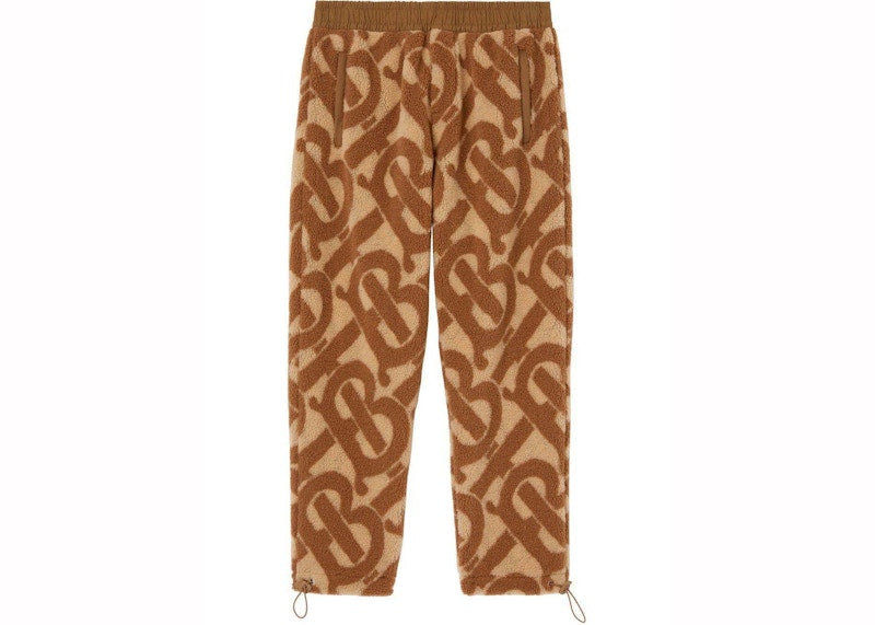 Burberry TB Monogram Fleece Jacquard Trousers Soft Fawn