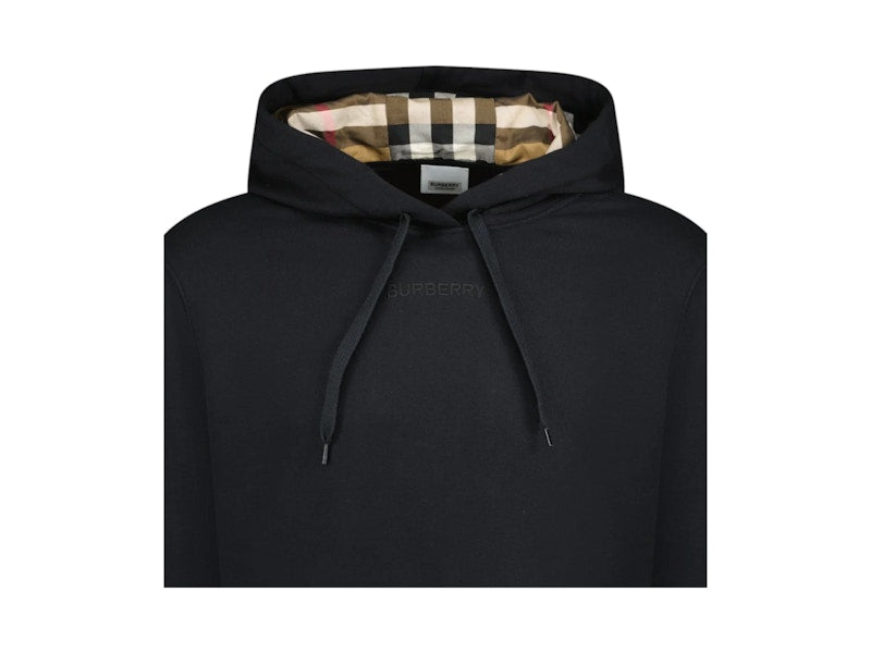 Burberry Talley Embroidery Logo Check Hooded Sweatshirt (Women's) Black