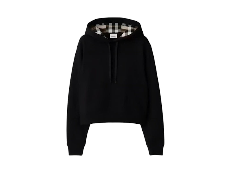 Burberry Talley Embroidery Logo Check Hooded Sweatshirt (Women's) Black