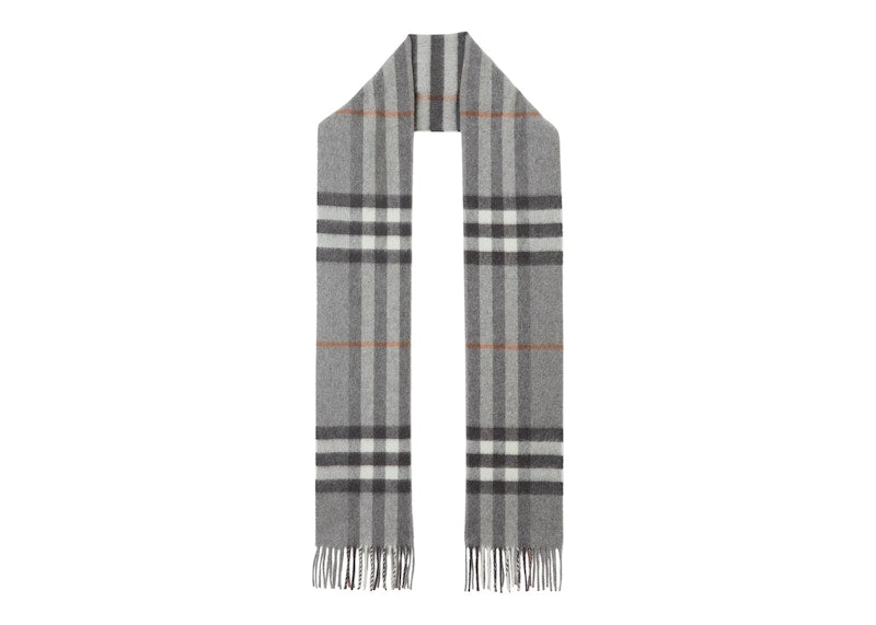 Burberry The Classic Check Cashmere Scarf Grey