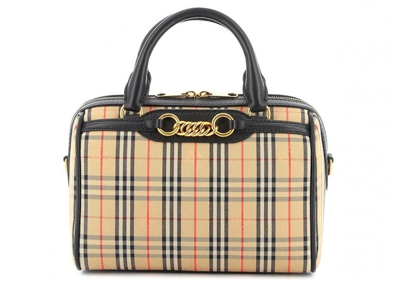 Burberry Top Handle Check Gold-tone Beige