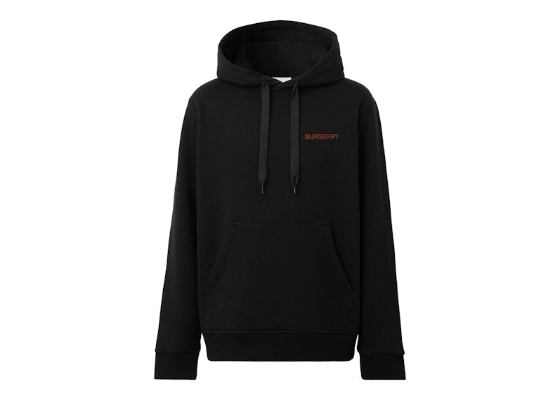 Burberry Topstitched Monogram Motif Cotton Oversized Hoodie Black