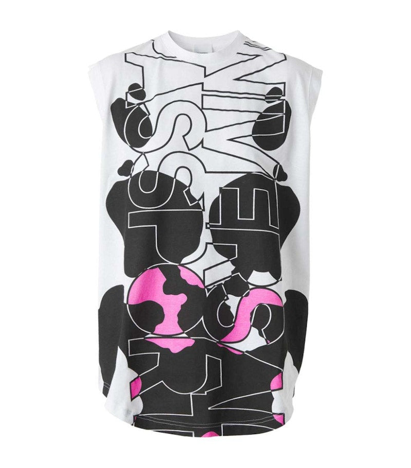 Burberry Universal Passport Printed Sleeveless T-shirt White/Pink/Black