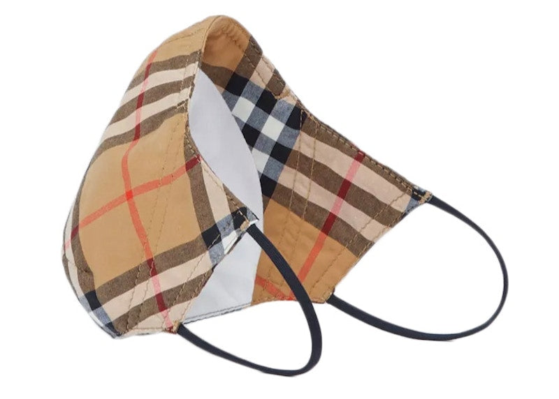 Burberry Vintage Check Cotton Face Mask Antique Yellow