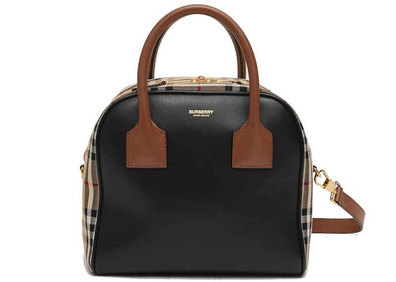 Burberry Vintage Check Cube Bag Leather Small Archive Beige
