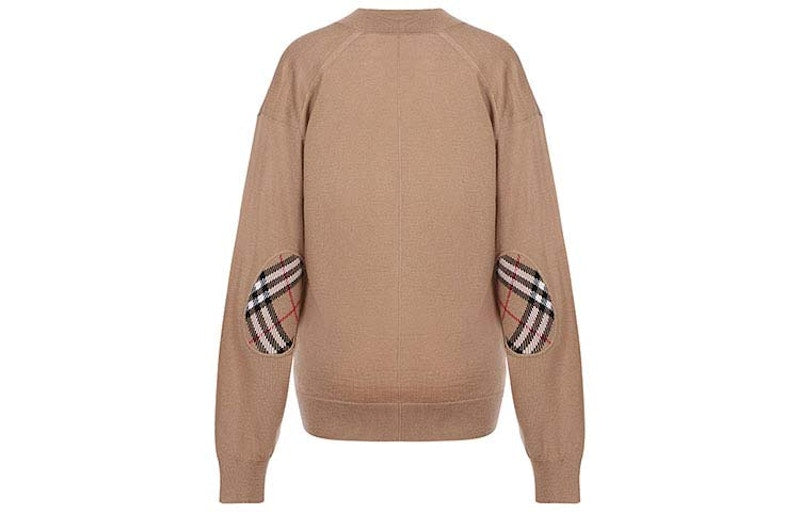Burberry Vintage Check Elbow Patch Dornoch Merino Wool Cardigan Brown