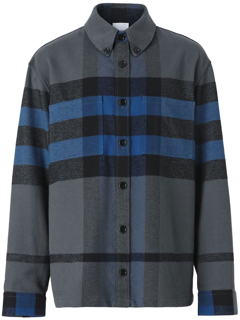 Burberry Vintage Check Flannel Button-Down Shirt Grey/Blue