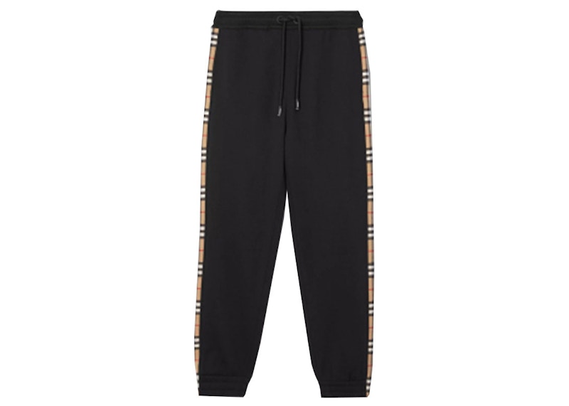 Burberry Vintage Check Panel Cotton Sweatpants Black
