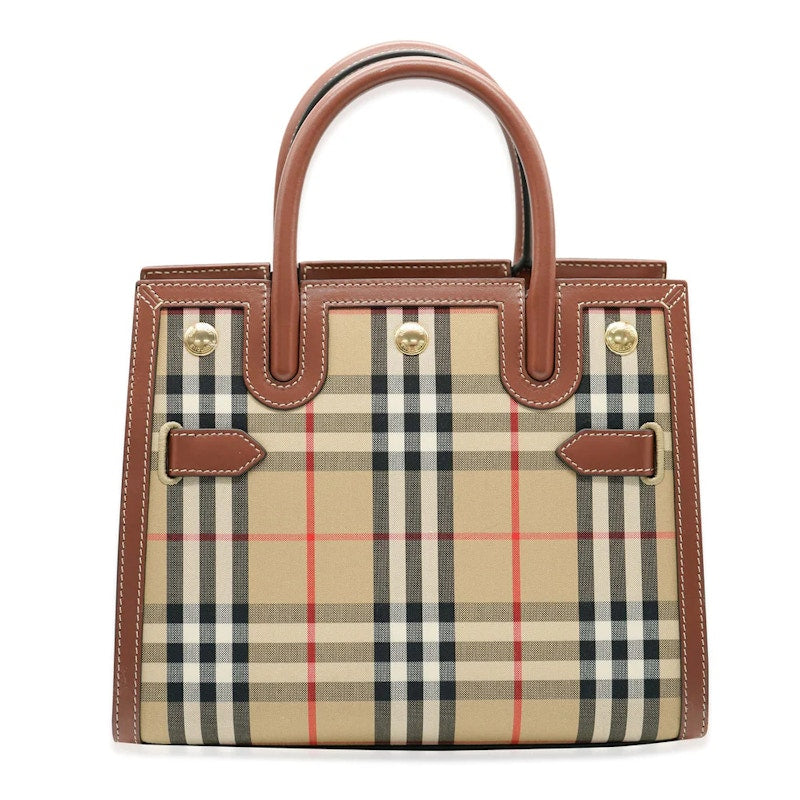 Burberry Vintage Check Two-handle Title Bag Mini Archive Beige