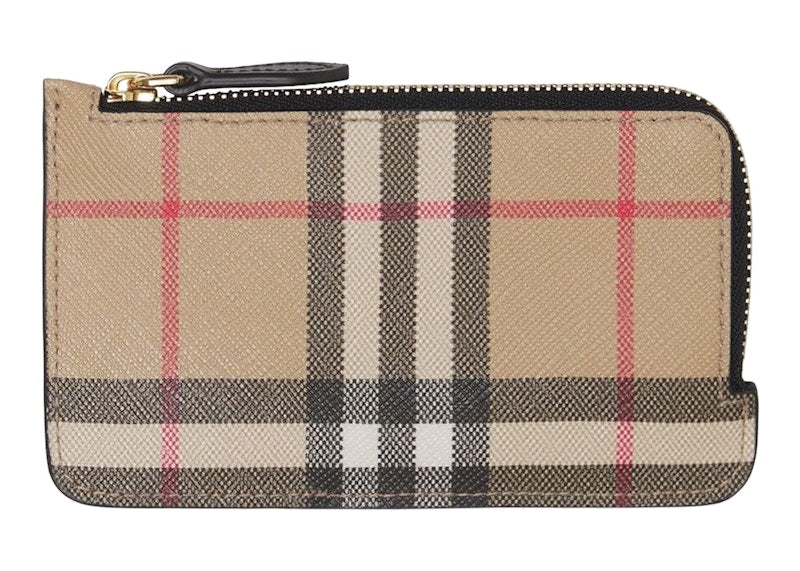 Burberry Vintage Check Zip-Around Card Holder Beige/Multi
