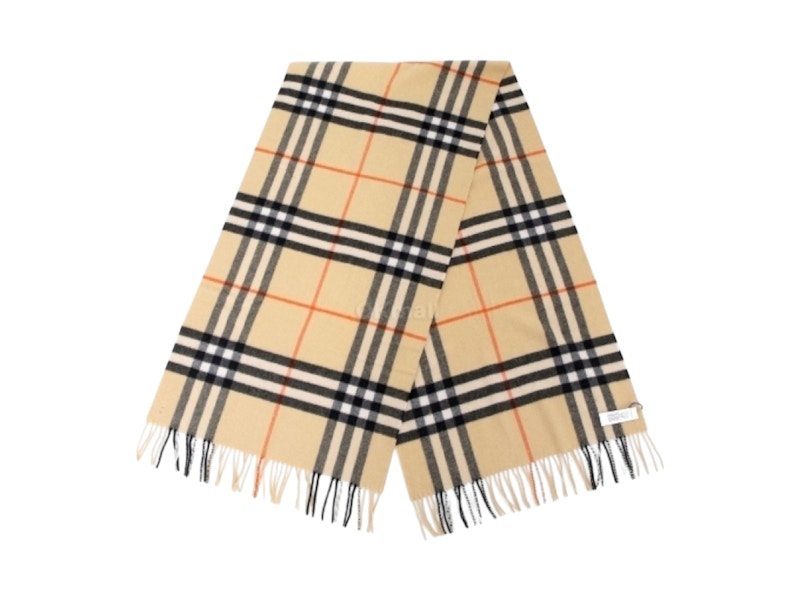 Burberry Washed Giant Check Scarf Sand