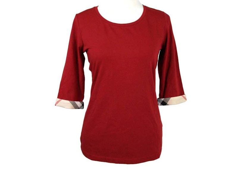 Burberry Women's Cotton Half Sleeve Shirt Red - 8008600