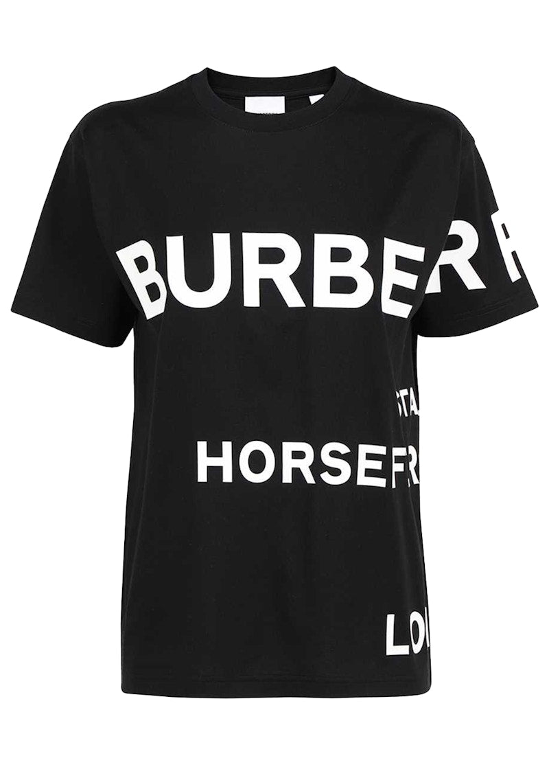 Burberry Womens Horseferry Print Cotton Oversized T-Shirt Black/White