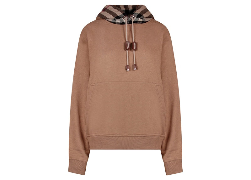 Burberry Women's Tartan Motif Cotton Sweatshirt Beige