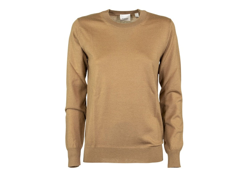 Burberry Women's Vintage Check Patch Merino Wool Sweater Beige