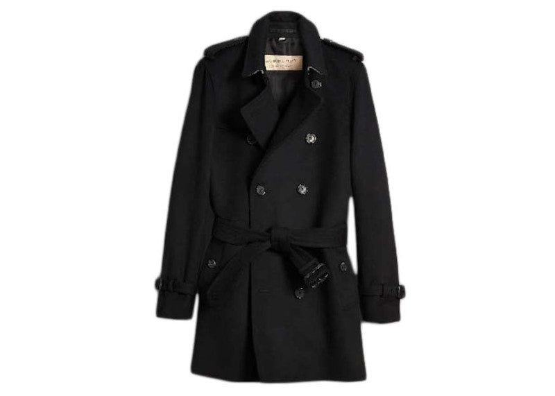 Burberry Wool Cashmere Trench Coat Black