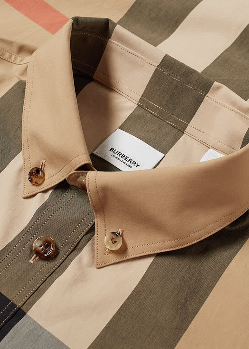 Burberry Thames Large Check Short Sleeve Shirt Archive Beige