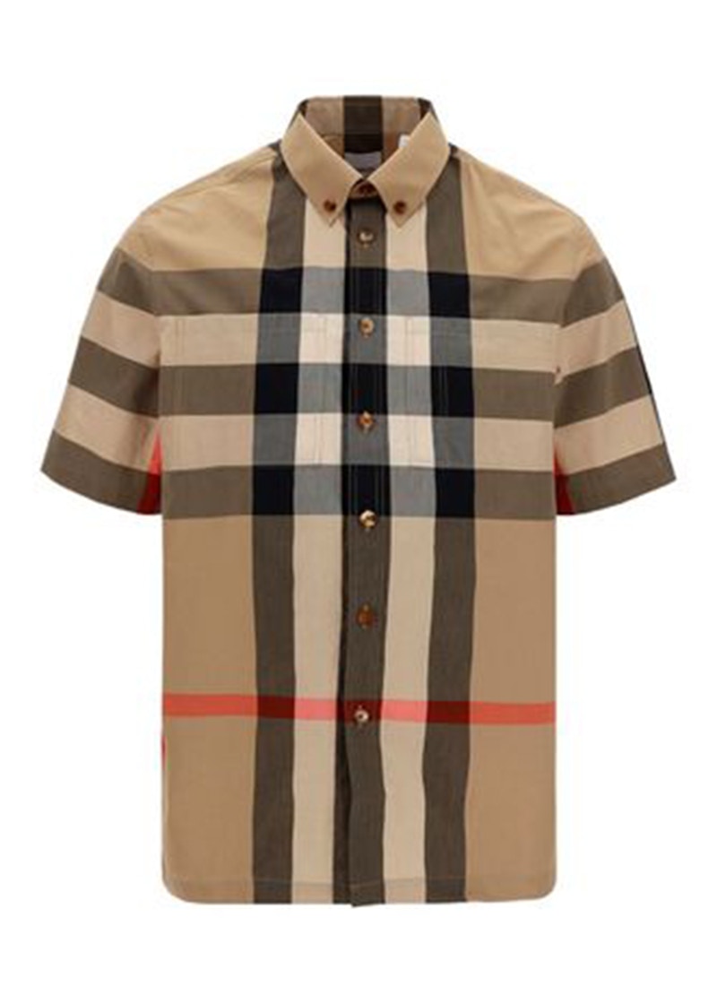 Burberry Thames Large Check Short Sleeve Shirt Archive Beige
