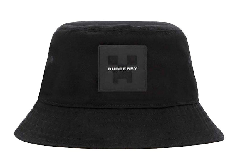 Burberry x Minecraft Logo Applique Cotton Gabardine Bucket Hat Black