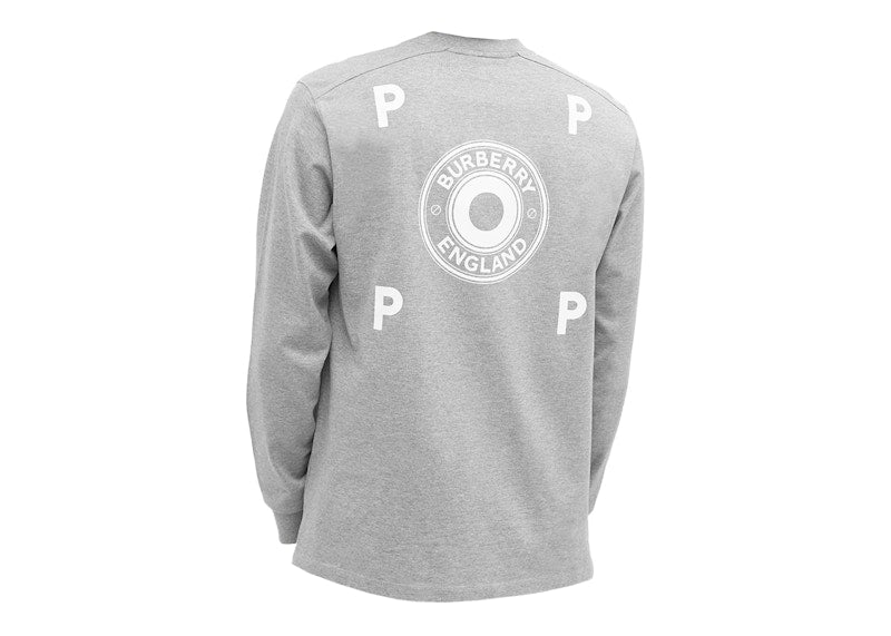 Burberry x Pop Trading Company Long Sleeve Raffy Tee Pale Grey Melange