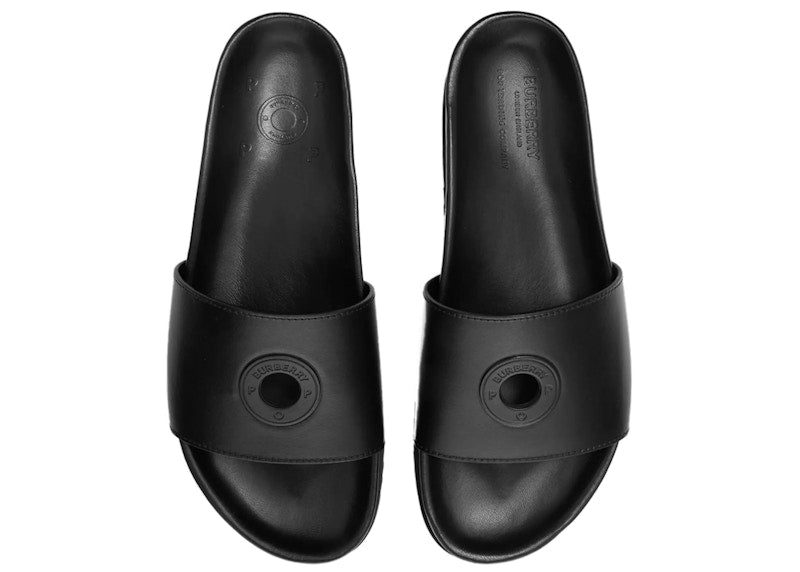Burberry x Pop Trading Company Melroy Leather Slide Black