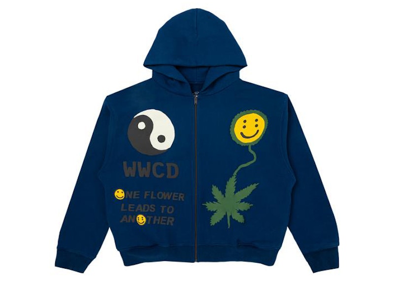 Cactus Plant Flea Market Earth First Zip Hooded Sweatshirt Blue