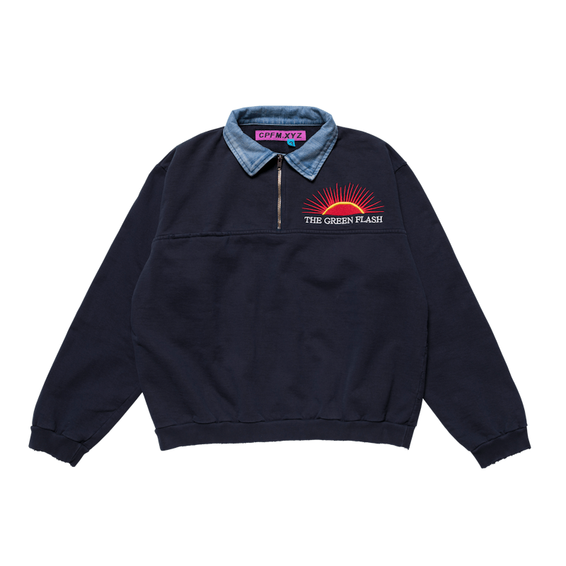 Cactus Plant Flea Market Green Flash Denim Half Zip Fleece Navy