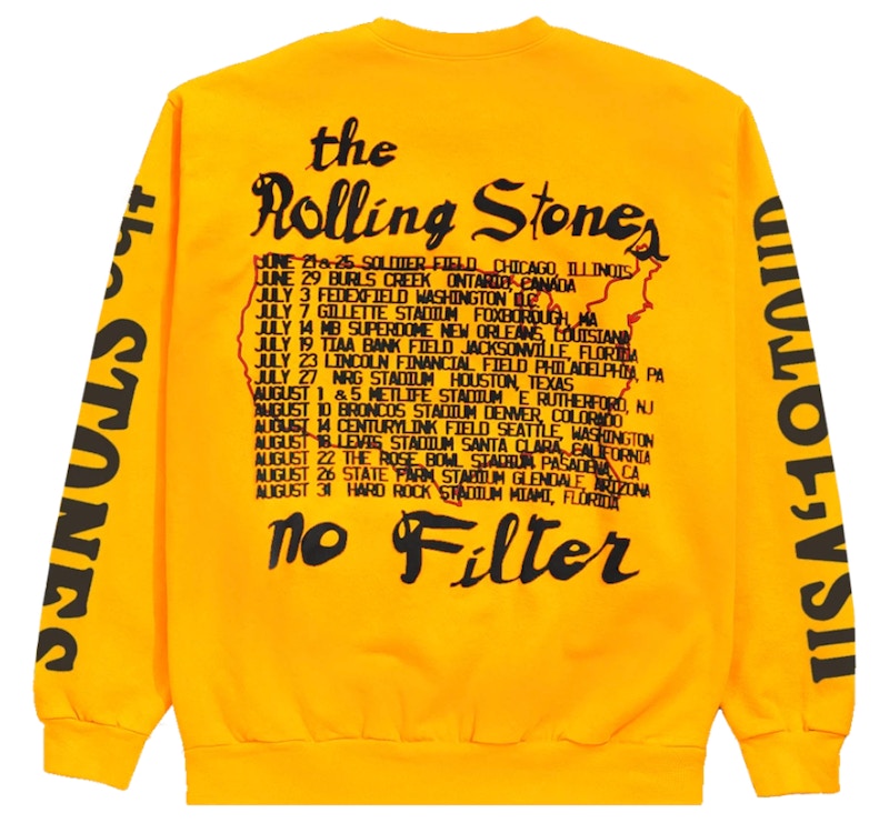 Cactus Plant Flea Market Rolling Stones USA 19 Tour Crewneck Gold