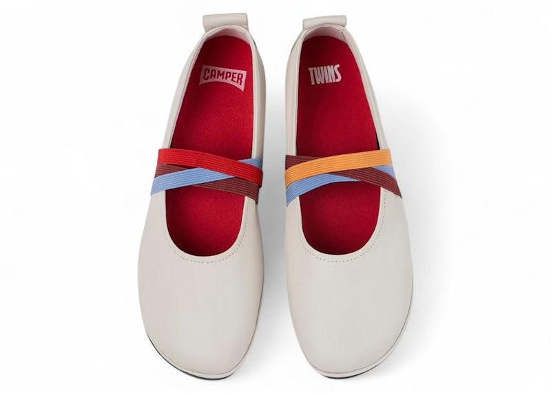 Camper Twins Ballerina Flat White Multi-Color (Women's)