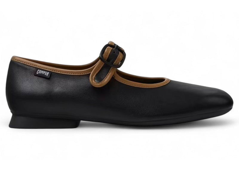 Camper Twins Ballerina Mary Jane Flat Black Beige Blue (Women's)