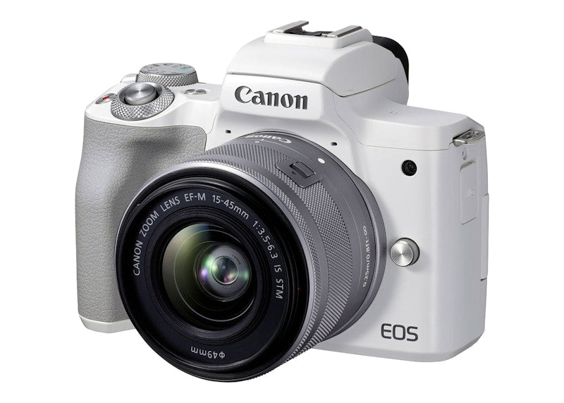 Canon EOS M50 Mark II Mirrorless Digital Camera + EF-M 15-45mm IS STM Lens 4729C004 White