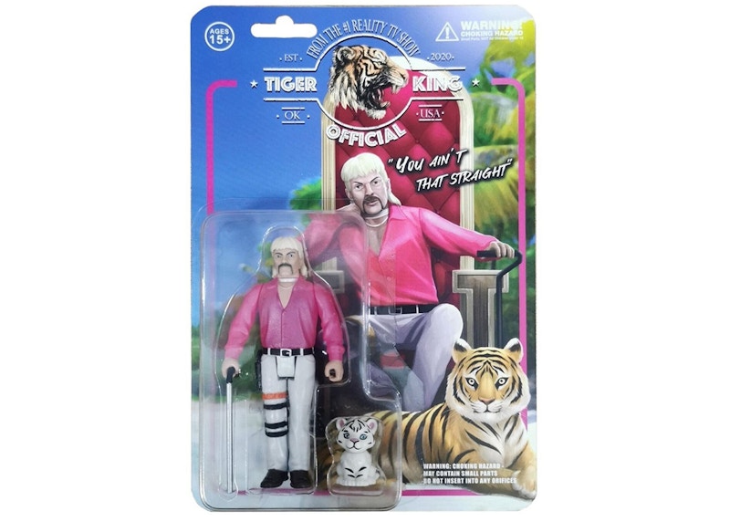FYE Tiger King Joe Exotic Pink Shirt & White Cub Action Figure