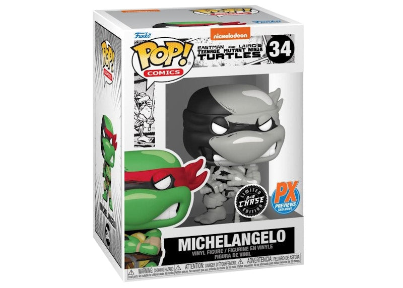 Funko Pop! Comics Teenage Mutant Ninja Turtles Michelangelo Chase Edition PX Previews Exclusive Figure #34