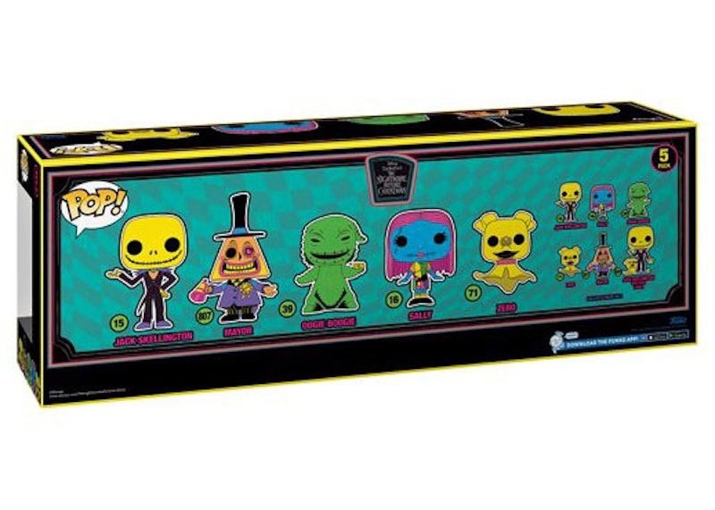 Funko Pop! Disney The Night Before Christmas Black Light Jack Skellington/Mayor/Oogie Boogie/Sally/Zero Walmart Exclusive 5-Pack