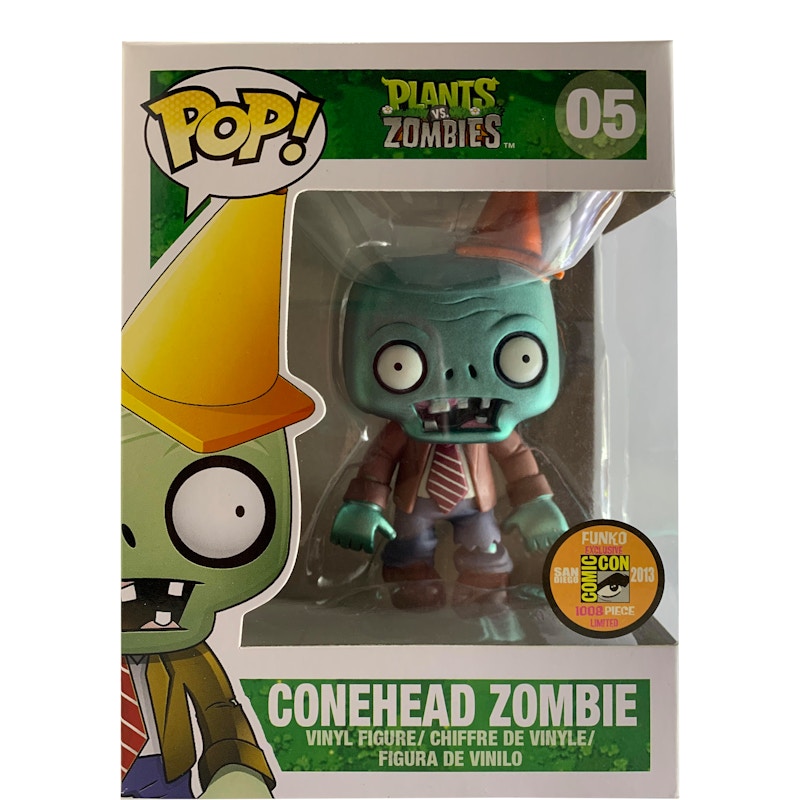 Funko Pop! Games Plants Vs Zombies Conehead Zombie (Metallic) SDCC Figure #05