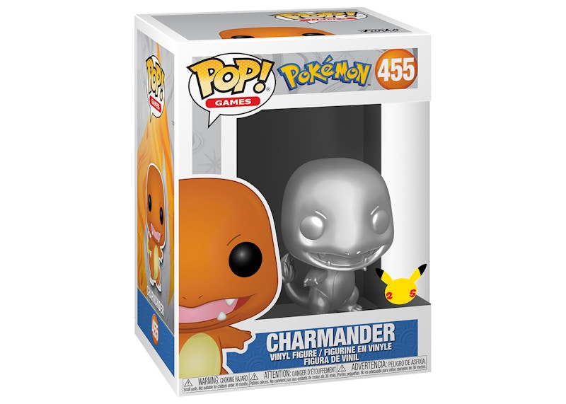Funko Pop! Games Pokemon Charmander (Silver Metallic) 25th Anniversary Figure #455