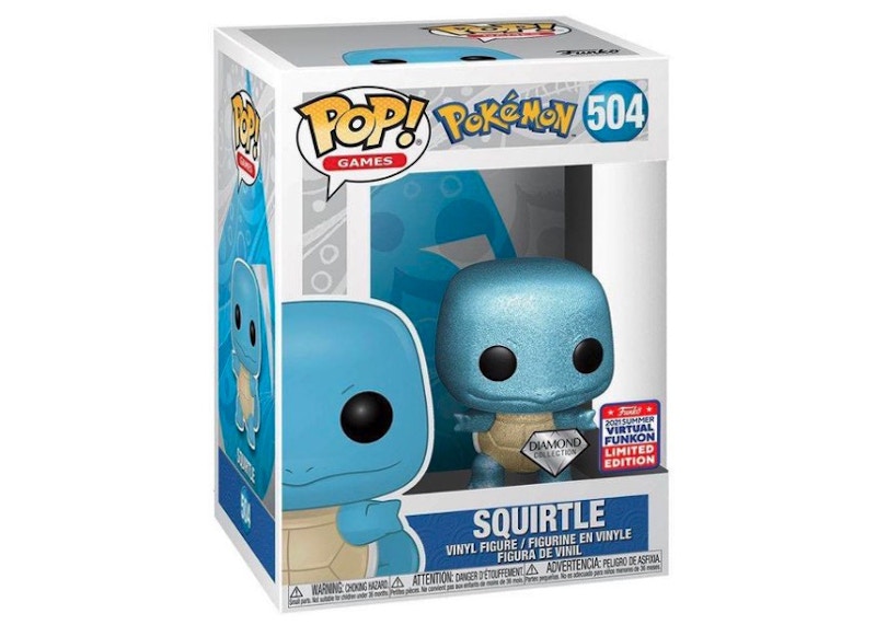 Funko Pop! Games Pokemon Squirtle Diamond Collection 2021 Summer Virtual Funkon Exclusive Figure #504