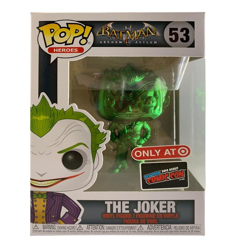 Funko Pop! Heroes Batman Arkham Asylum The Joker (Green Chrome) NYCC Target Exclusive Figure #53