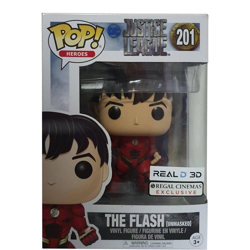 Funko Pop! Heroes DC Justice League The Flash (Unmasked) Real D 3D Regal Cinemas Exclusive Figure #201