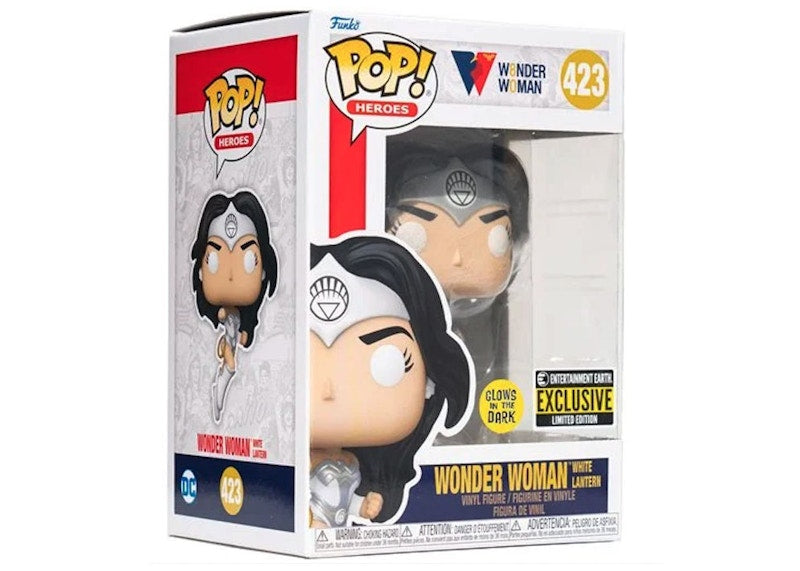 Funko Pop! Heroes Wonder Woman (Wonder Woman As White Lantern) GITD Entertainment Earth Exclusive Figure #423