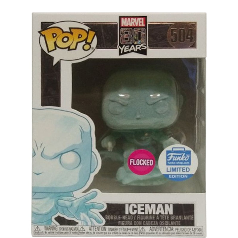 Funko Pop! Marvel 80 Years Iceman (Flocked) Funko Shop Edition Bobble-Head Figure #504