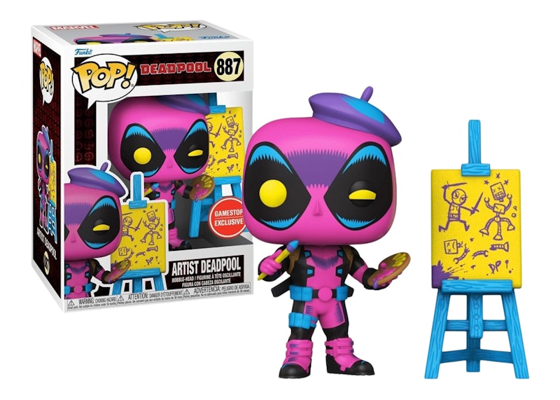Funko Pop! Marvel Artist Deadpool Blacklight GameStop Exclusive Bobble-Head #887