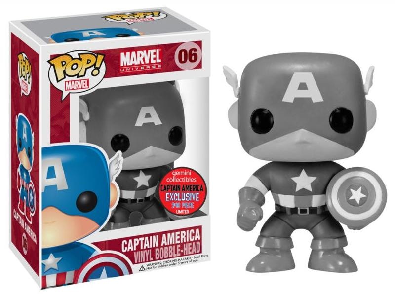 Funko Pop! Marvel Captain America (BlackWhite) Gemini Collectibles Bobble-Head Figure #06