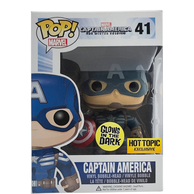 Funko Pop! Marvel Captain America The Winter Soldier Captain America (Glow) Hot Topic Exclusive Bobble-Head Figure #41