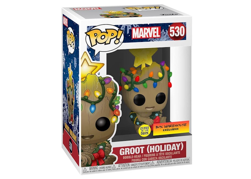 Funko Pop! Marvel Groot (Holiday) GITD Box Warehouse Exclusive Figure #530