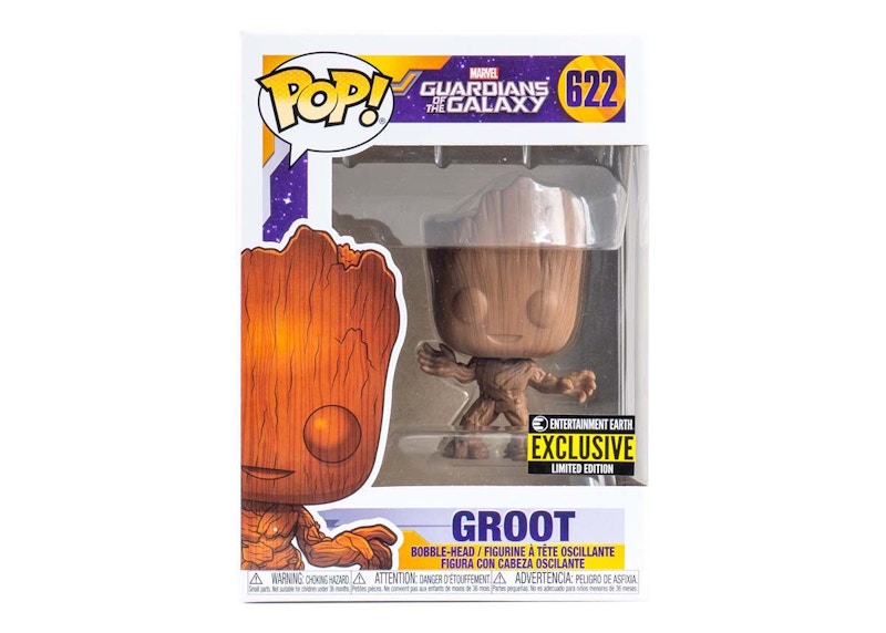 Funko Pop! Marvel Guardians of the Galaxy Groot Wood Deco Entertainment Earth Exclusive Figure #622